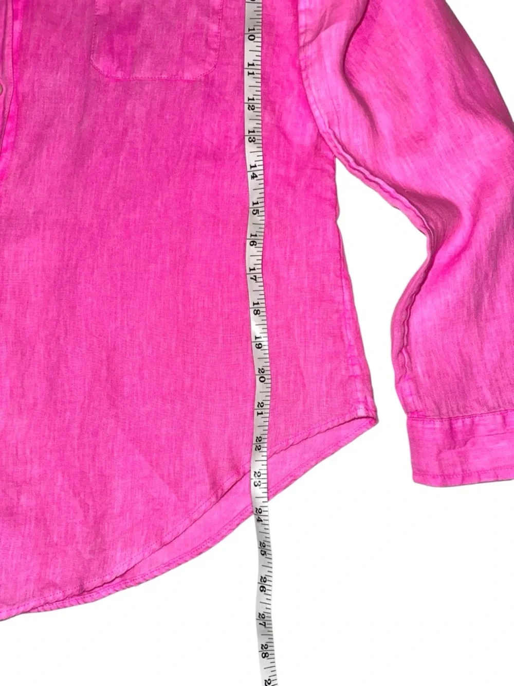 Lilly Pulitzer Sea View Linen Button Down Bright Pink Long Sleeve Shirt SMALL - Picture 7 of 7
